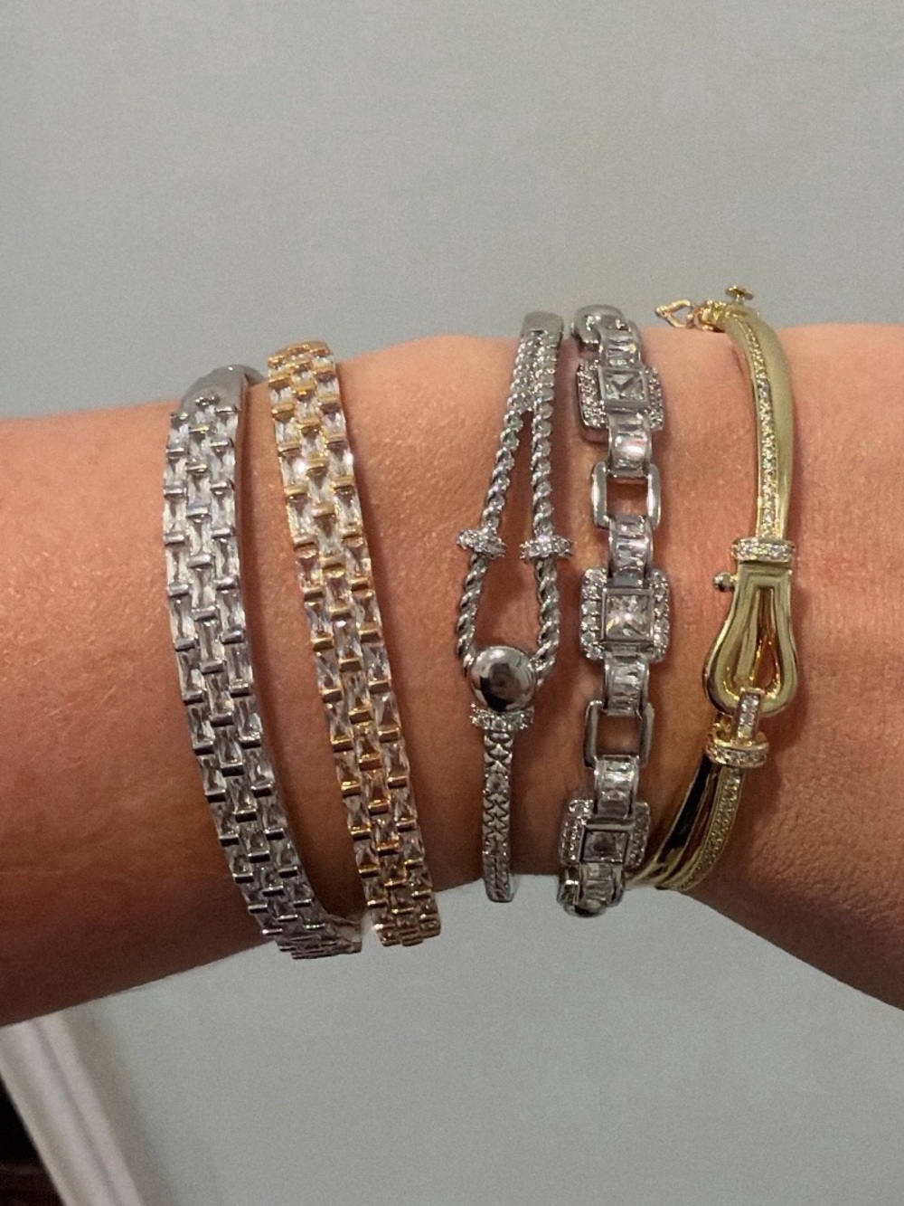 Adina Eden Mixed Gold and Silver Bracelet Stack